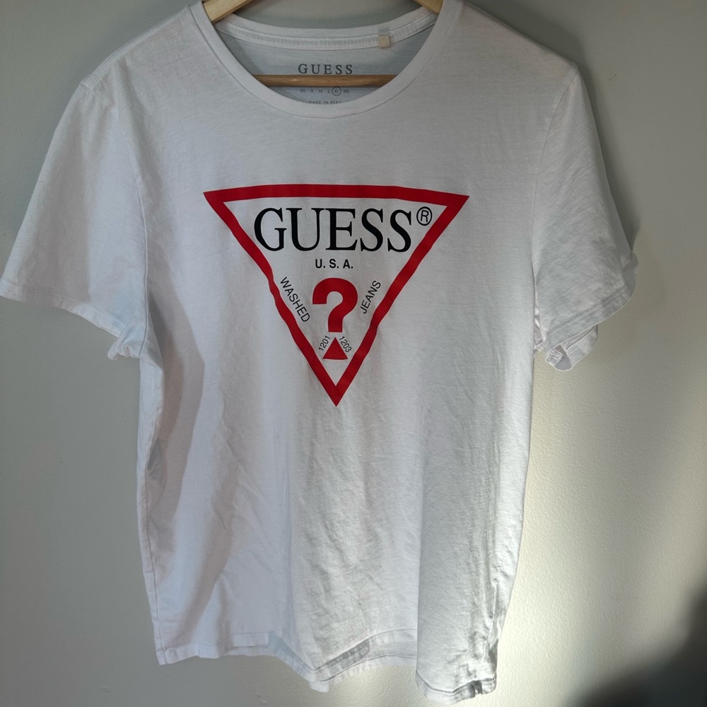 Guess White T-Shirt with Red Logo